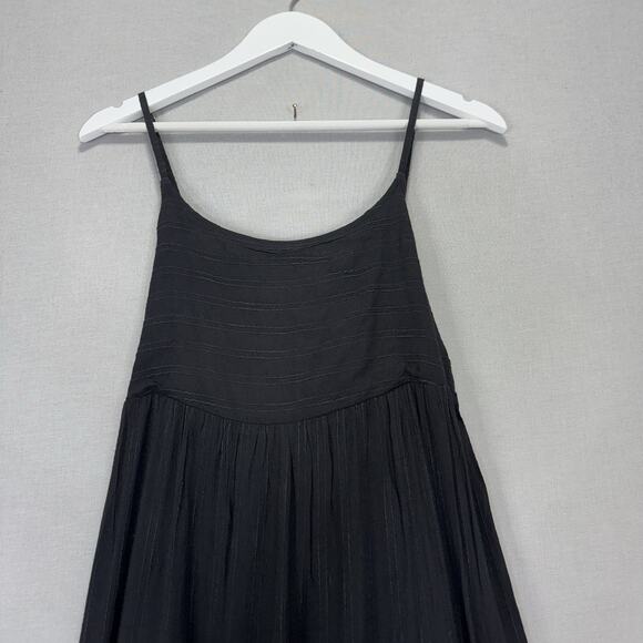 L*SPACE Santorini Maxi Dress Womens Medium Black Tie Back Tiered Sundress Resort - Picture 3 of 12
